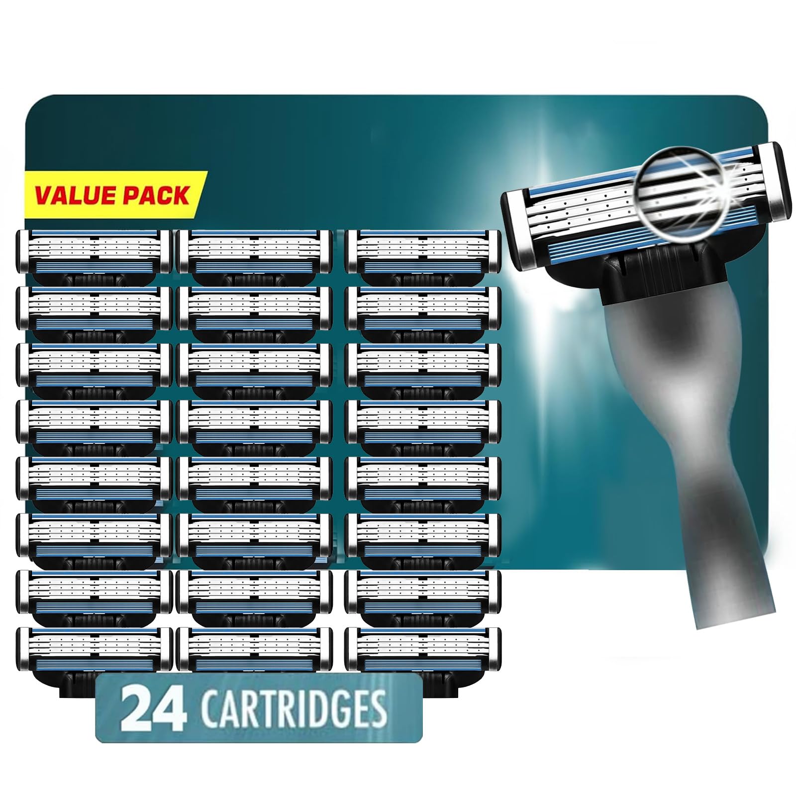 Photo 1 of Mach 3 Razor Blade Refills for Men - 24PCS Compatible With Mach3 Razors, Triple-layer Manual Compatible with Mach 3 Razor Blades Refills Pack, Precisi