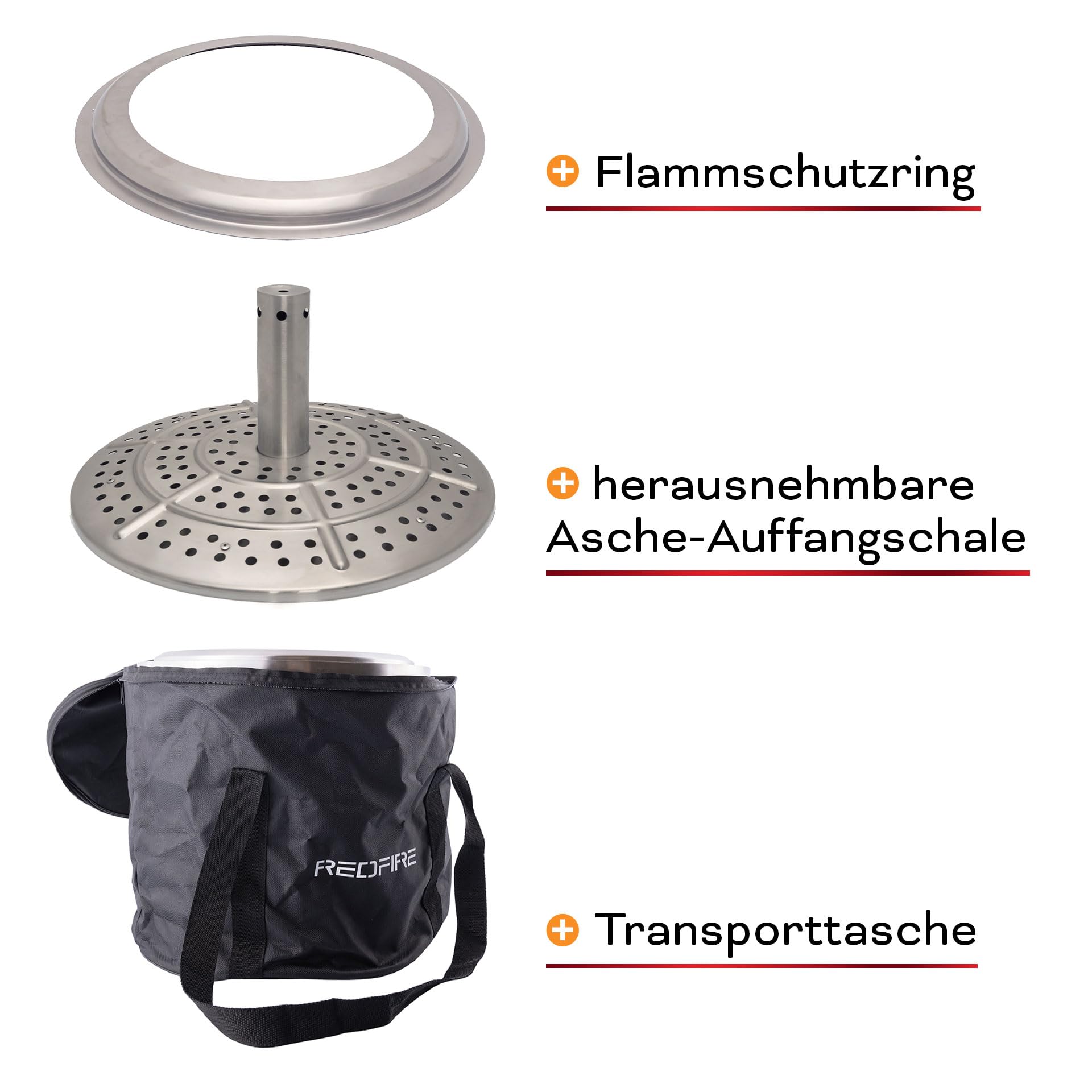 REDFIRE Feuerkorb Volcano Extra Large, schwarz pulverbeschichtet - XL Feuertonne Edelstahl für Holz und Pellets - raucharme Feuerschalen für den Garten, Terrassenofen, extra Asche-Auffangschale