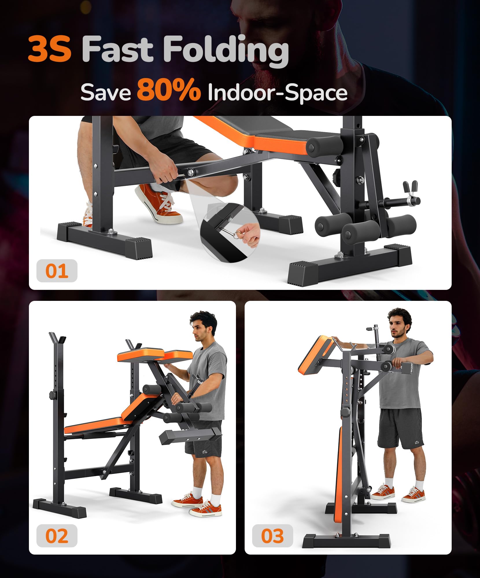 Adjustable/Foldable Weight Bench, 660LBS Home Gym Workout Bench Lifting Sit-up Exercise Bench for Bench Press