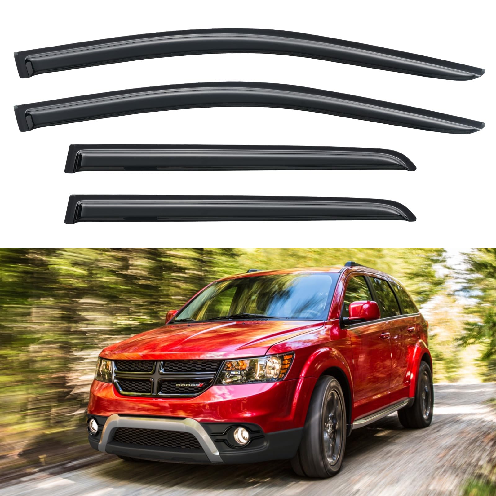 Window Visors Rain Guards Shield for 2009-2020 Dodge Journey, Window Wind Deflectors Vent Shades for 09-20 Dodge Journey