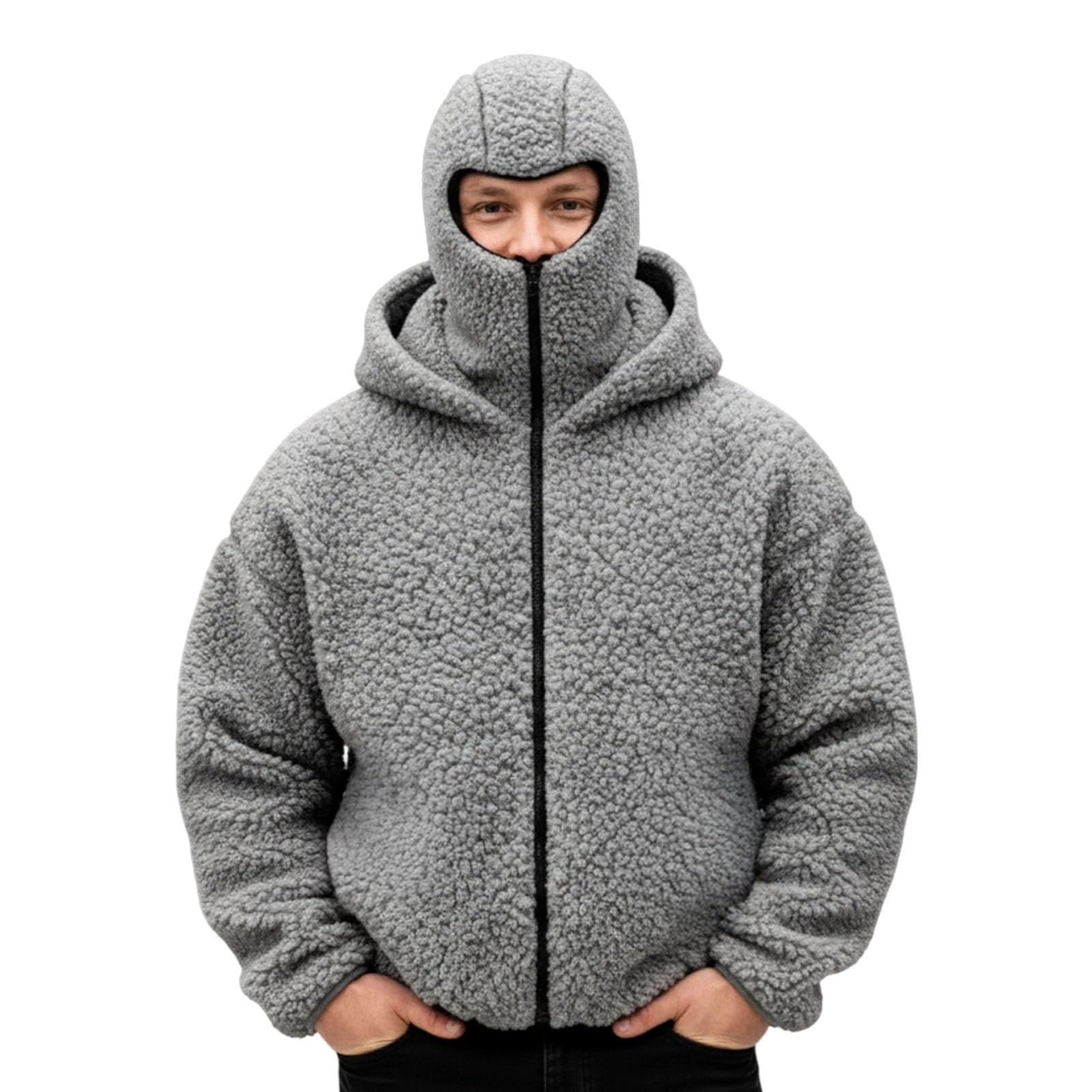 Balaclava Fleece Hoodie with Mask Zip Up Ski Face Masked Double Layer Hoodies Sweatshirt Thick Fall Masks Hooded