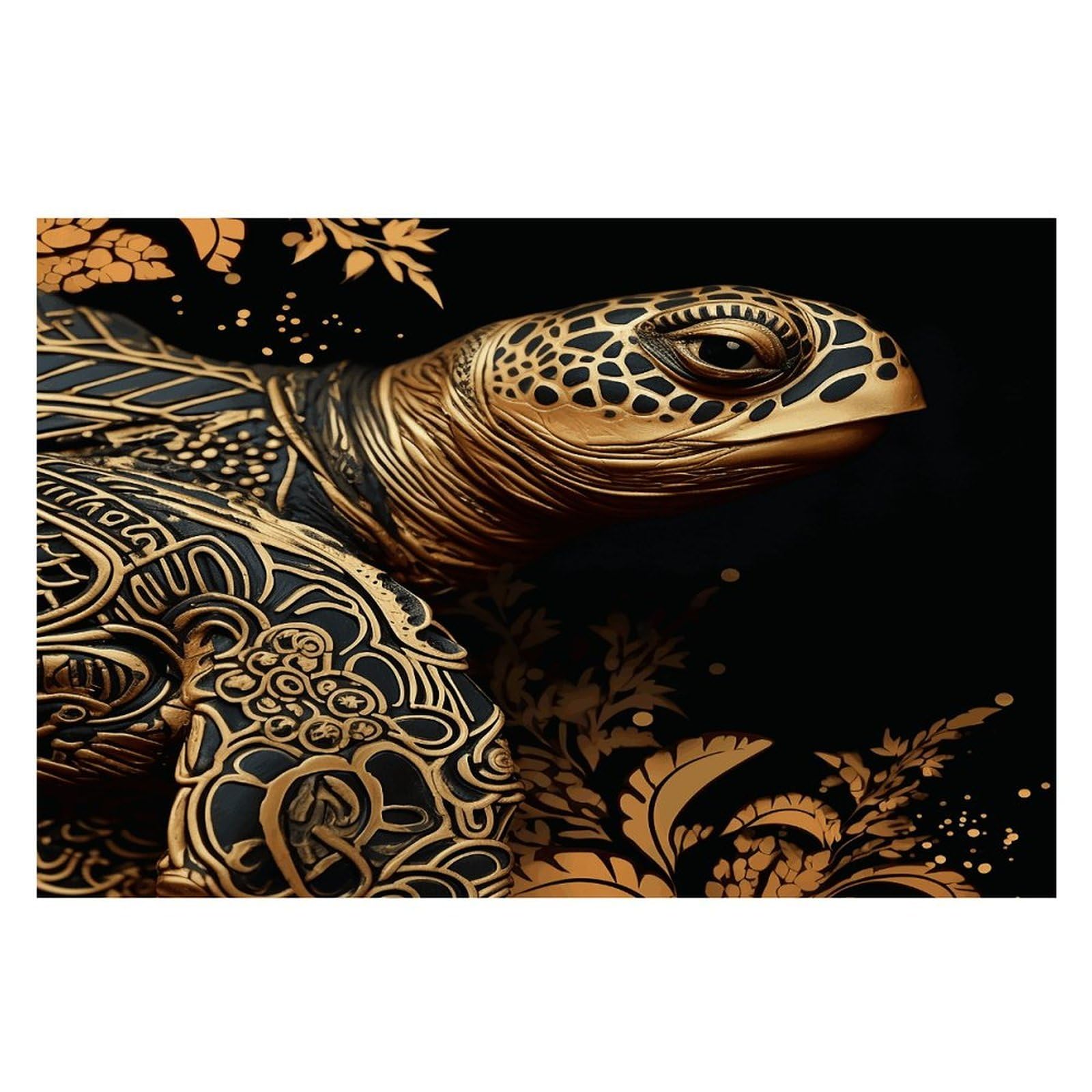 Black and Gold Sea Turtle Pattern Placemats Wipeable Heat Resistant Table Mats Washable Flax Place Mats Elegant Cloth Non-Slip Placemat for Kitchen Dinning Party Table Decor 12 * 18 in