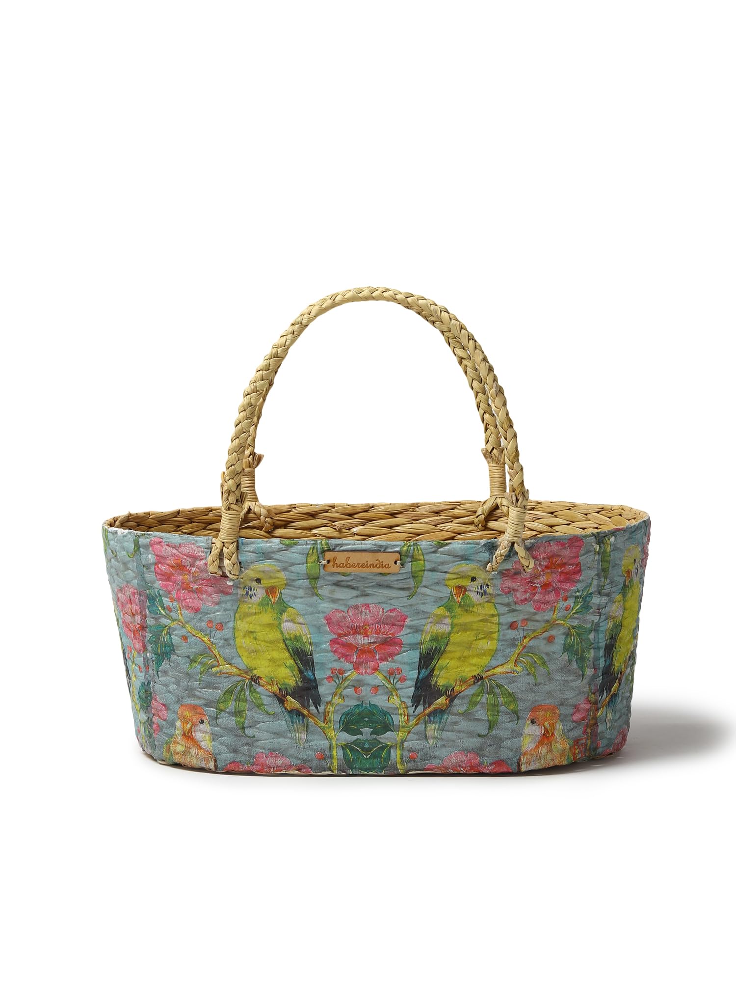 Habere India-All the Cultures Fabricating India Wicker Hamper Basket | Bamboo Basket | Cane Gift Hamper Baskets | Seagrass Shelf Organiser | Decorative Fruit Baskets (Design 05; L33 x W19 x H15 cm)