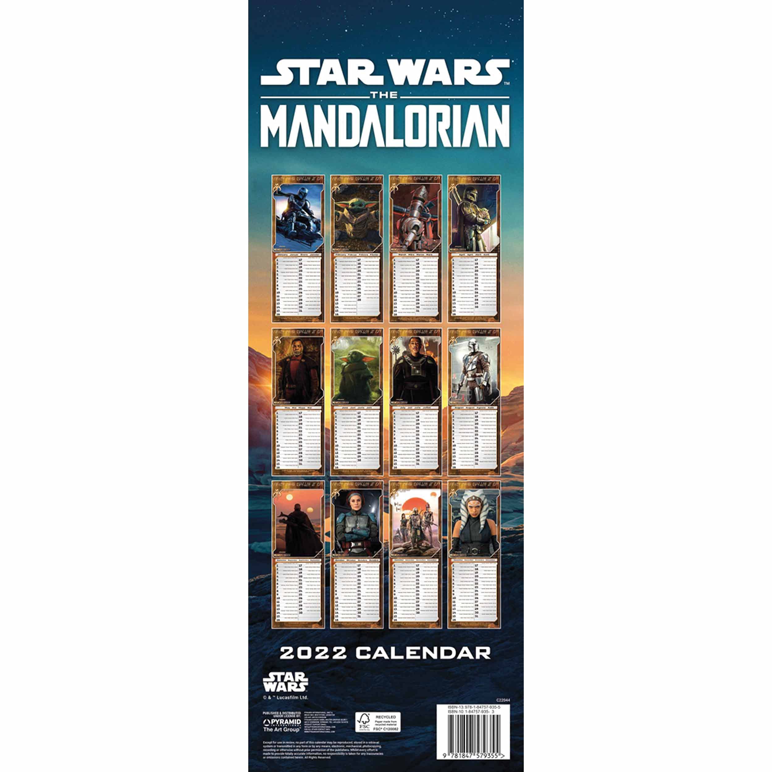 Disney Star Wars The Mandalorian Calendar 2022 - Month to a View Slim Wall Calendar 15cm x 42cm - Official Merchandise - Image 3