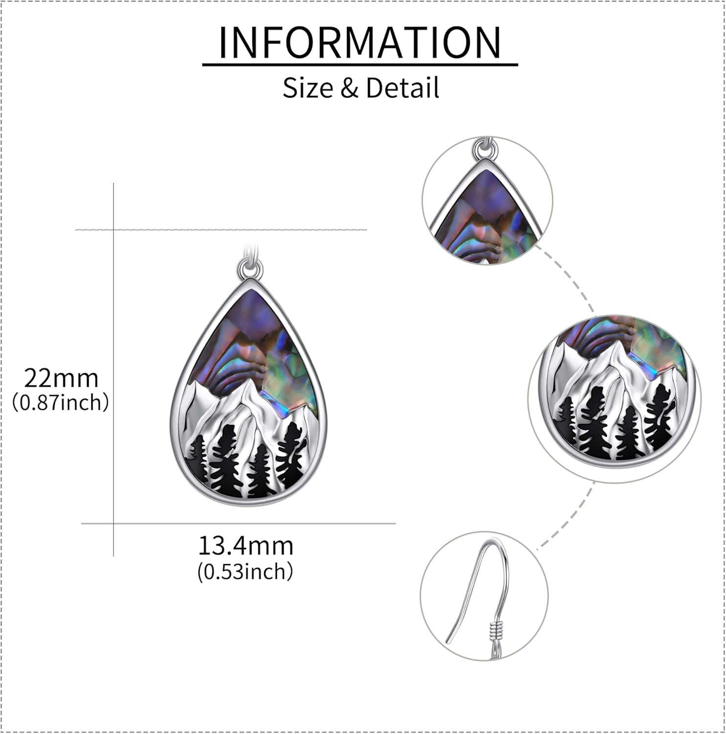 URONE Mountain Earrings 925 Sterling Silver Mountain Dangle Drop Earrings Mountain Nature Jewelry Gift for Women
