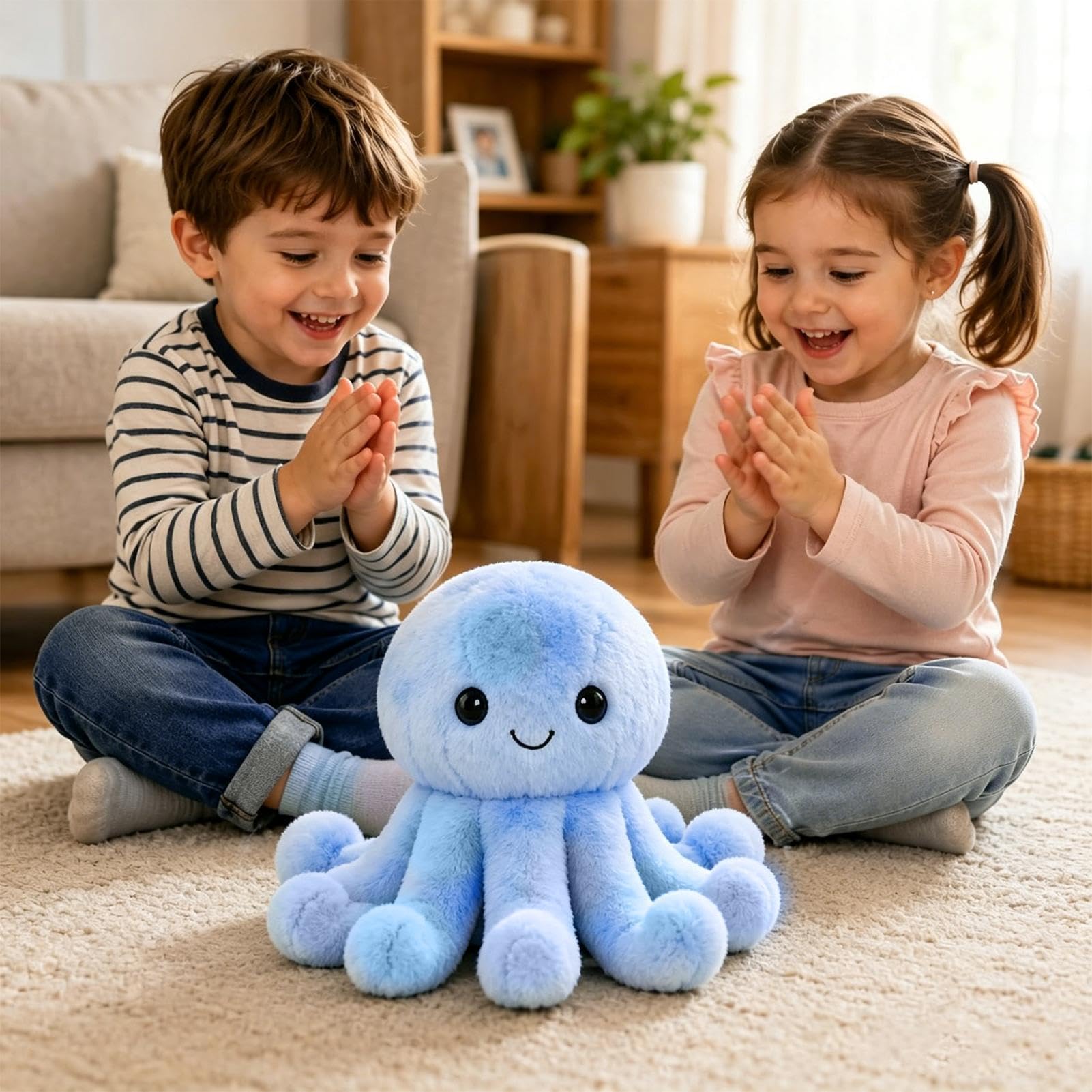Peluche Musical Interactivo Pulpo Abrazable Y Lindo Con Grabación De Voz | Figuras de Juguete Peluche Interactivas para Niños Niñas Navidad Cumpleaños, Desarrolla la Coordinación Mano-