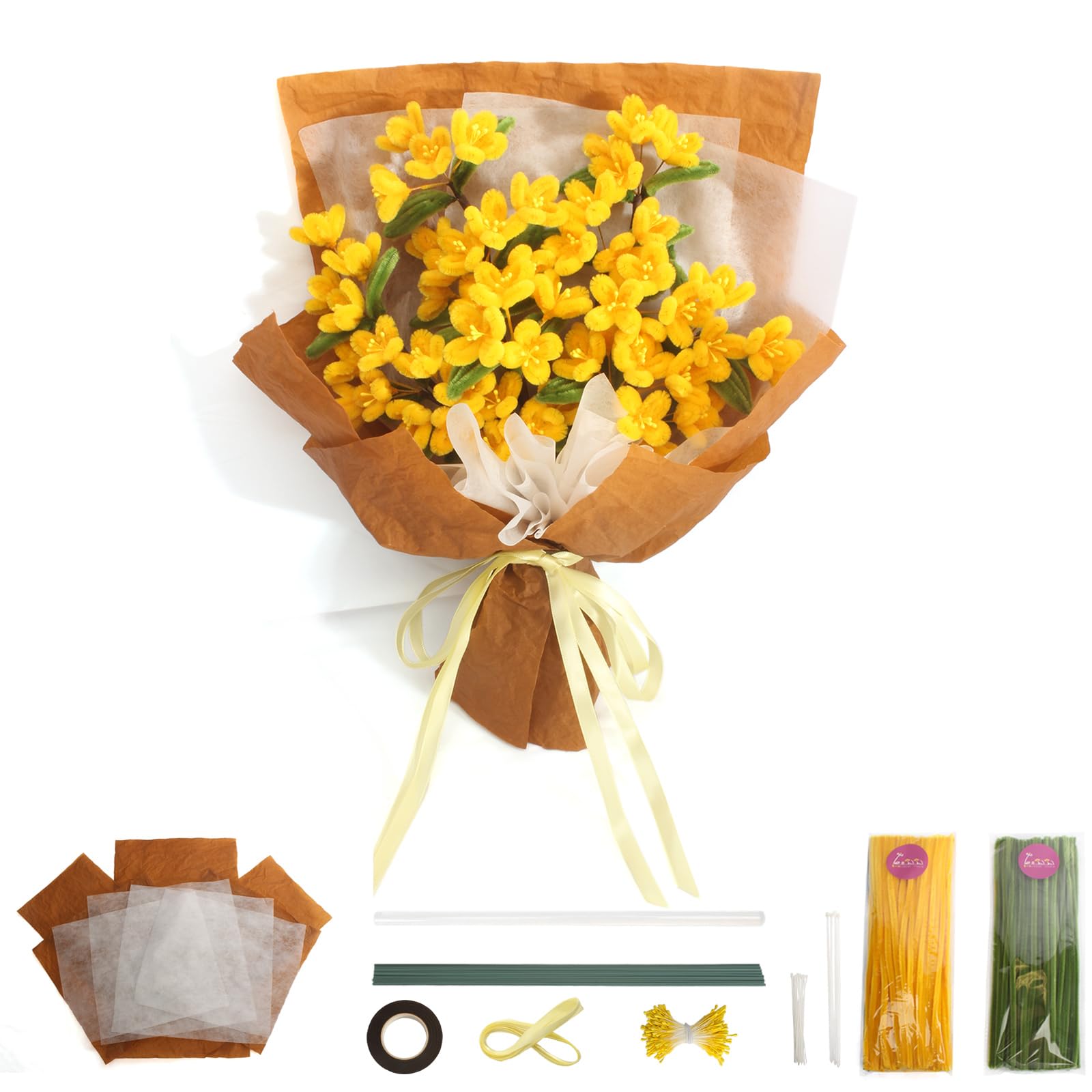 Amazon | LOZIZI 手芸モールキット 金木犀 2 倍量 DIY 花束セット 詳細