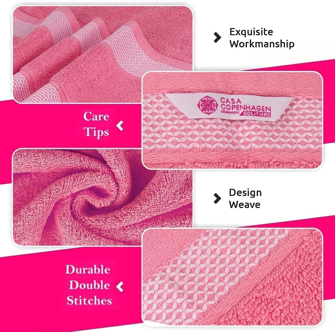 Casa Copenhagen Juego de 6 Toallas de baño 600 gsm, Rosa | Solitaire 100% algodón egipcio puro para baño, cocina y ducha: 2 toallas baño, 2 de mano, 2 paños (set regalo mujer y hombre)