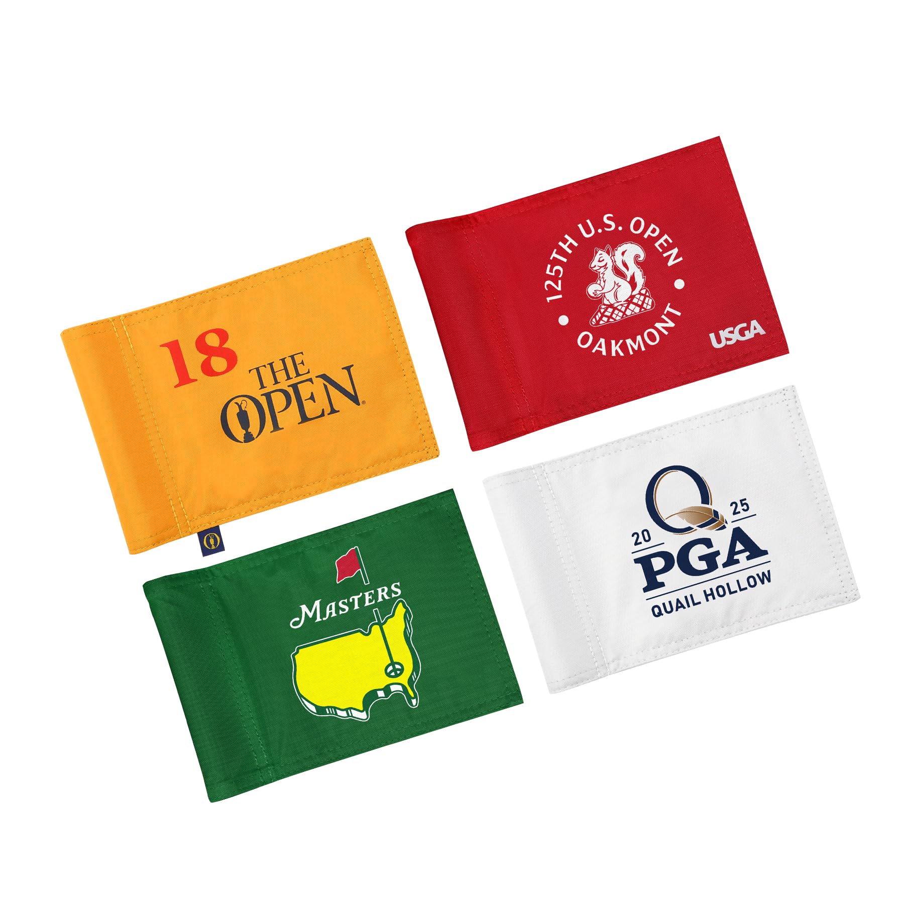 Bandera de golf Grand Slam 2025 Mini, 8 x 6 pulgadas, serigrafía de doble cara, nailon 420D resistente a la decoloración, ideal para práctica de patio trasero, verde, paquete de 4