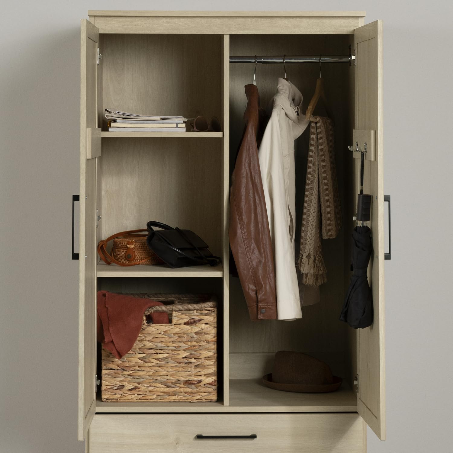 Amazon.com: South Shore Haven 2-Door Storage Cabinet, Bleached Oak