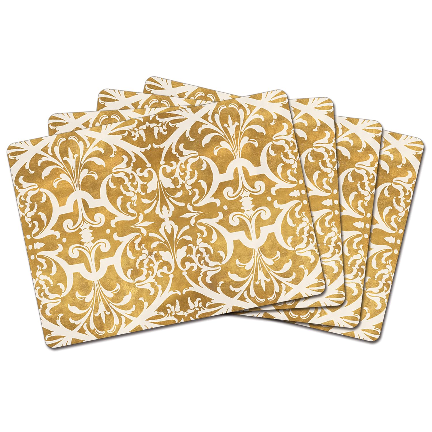 Cala Home Gilded Premium Decorative Hardboard Tabletop Placemats 4-Pack Manufactured in The USA Heat Tolerant and Easily Wipes Clean