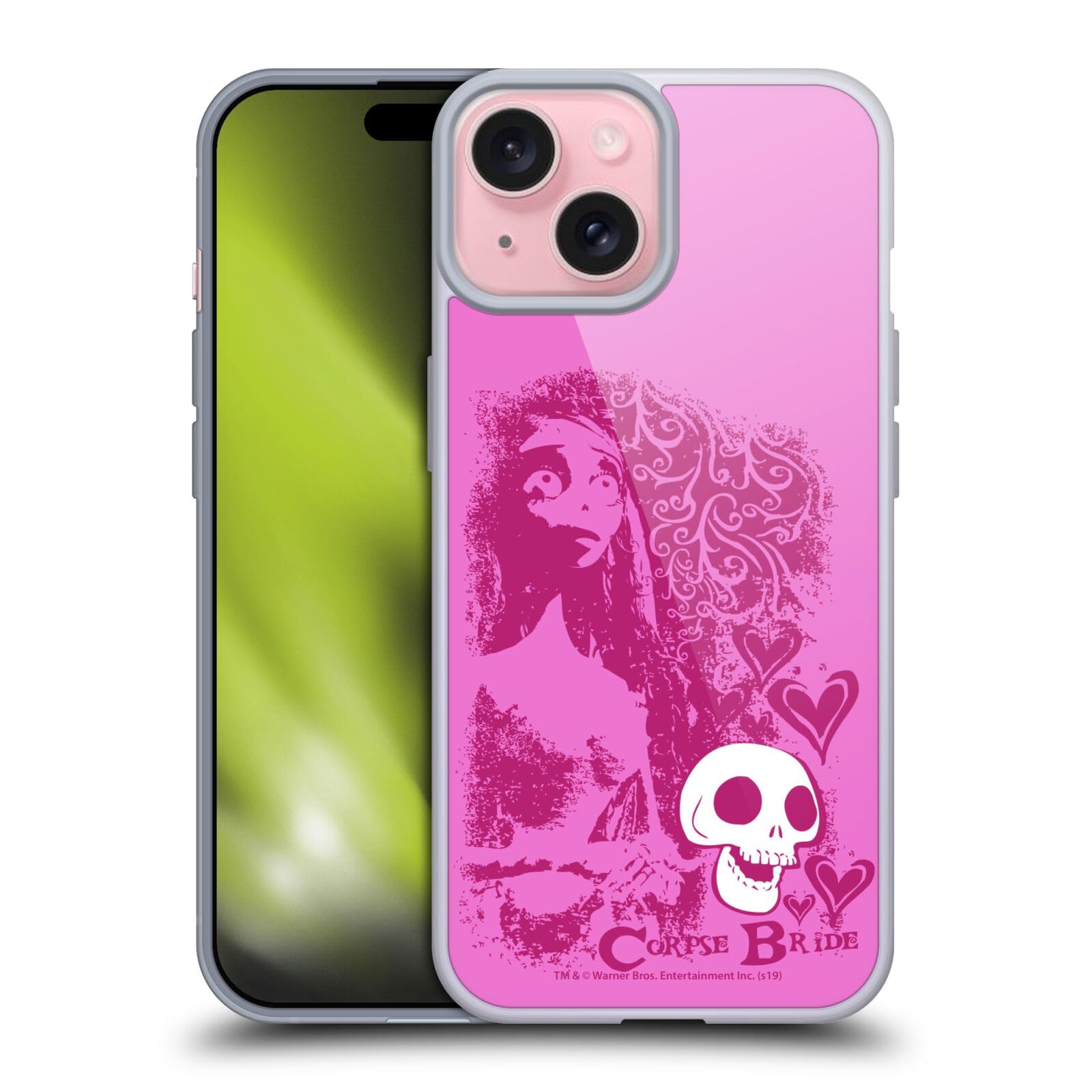 Head Case Designs Officially Licensed Corpse Bride Pink Distressed Look Key Art Gel Case [Military Grade Protection] Compatible with Apple iPhone 15