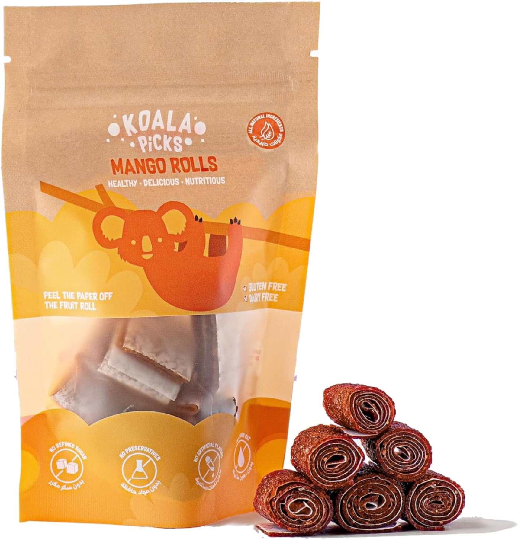 Fruit Rolls 66g - 12pcs Mango Rolls, Free from Artificial Flavor, Preservatives, Transfat, Gluten, Dairy & Refined Sugar, Healthy Snack for Kids & Adults