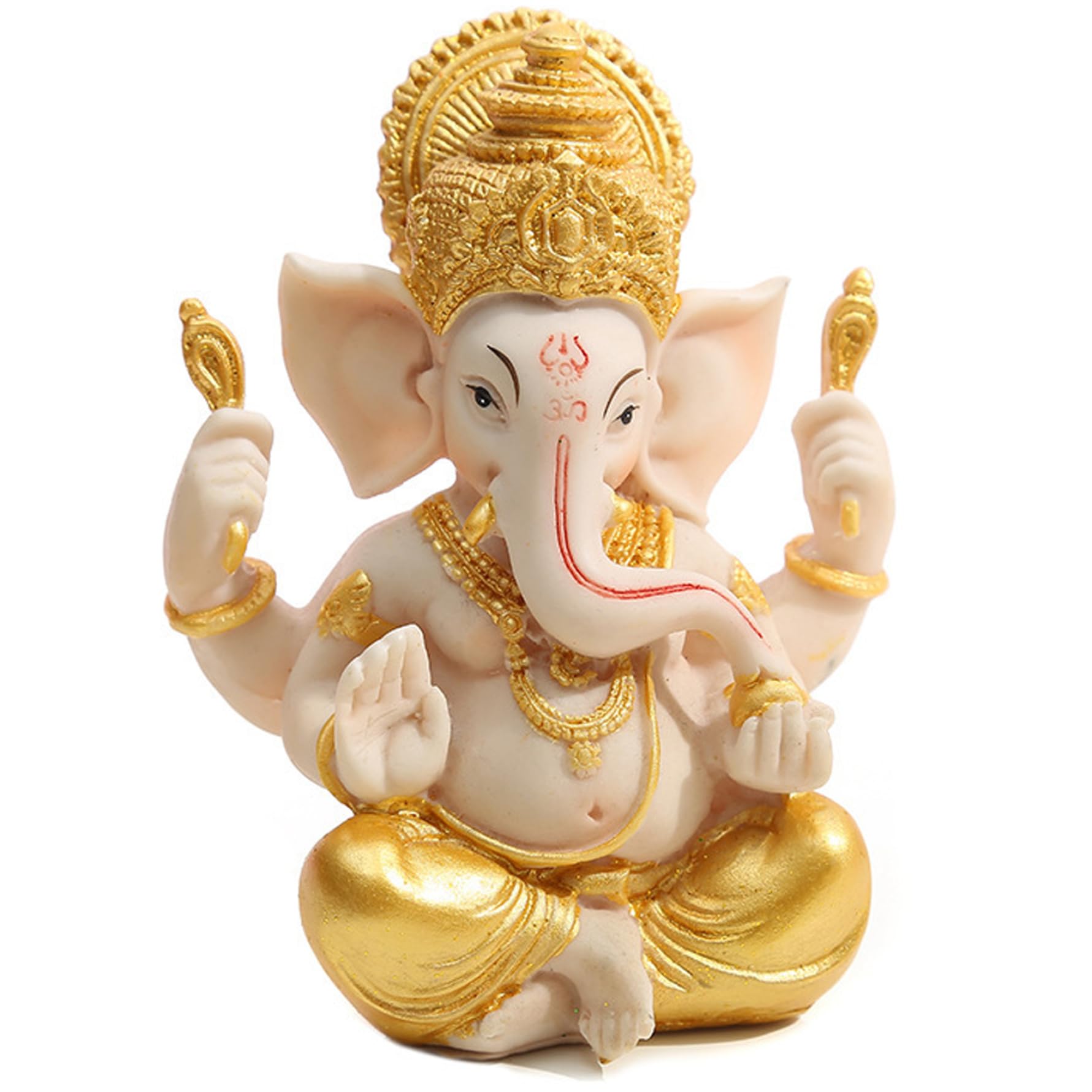Peosaard Ganesha Statues, Diwali Hindu Indian Golden Ganesha Idol, 4.1x2.4x5.5 Inch Hindu God Lord Elephant Statue for Home Office Bookshelf Table Desktop Ornaments Diwali, Idol