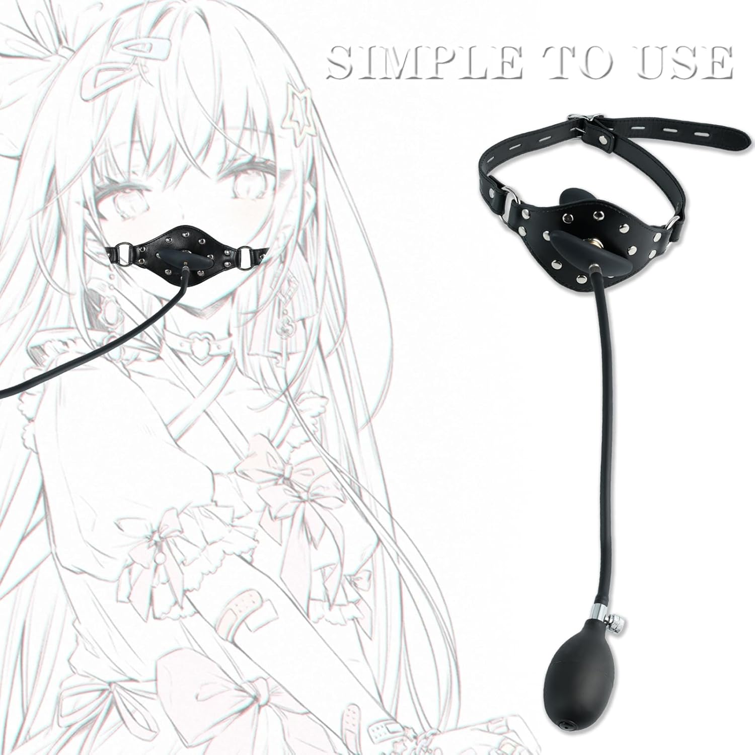 Mouth Gag Silicone Inflatable with Adjustable Elastic Belt,Bondage Gags with Locking for Adults Couples,Sex Toys Balls BDSM Adult Restraints Kit