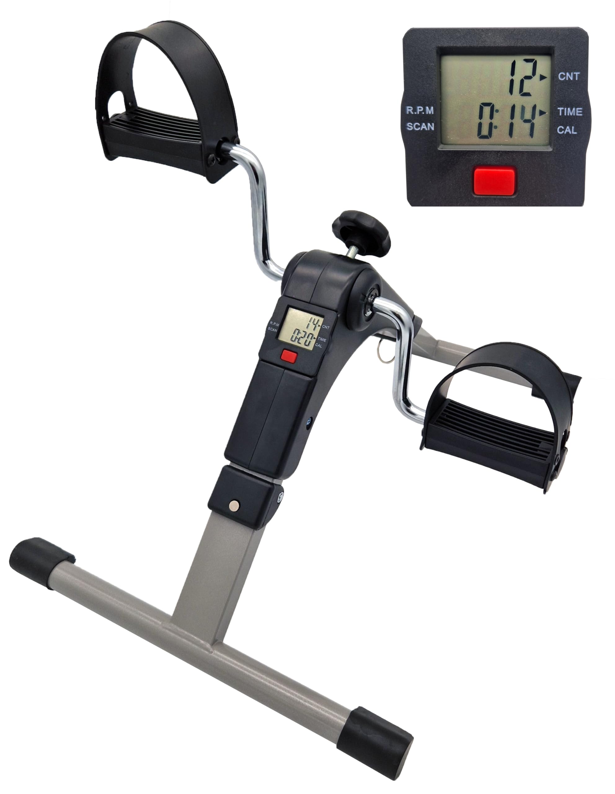 TIGA-MED Pedaltrainer mit Display – Mini Heimtrainer für Arme & Beine – Bewegungstrainer für Zuhause, Büro & Reha – Einstellbarer Widerstand, Faltbar & Platzsparend