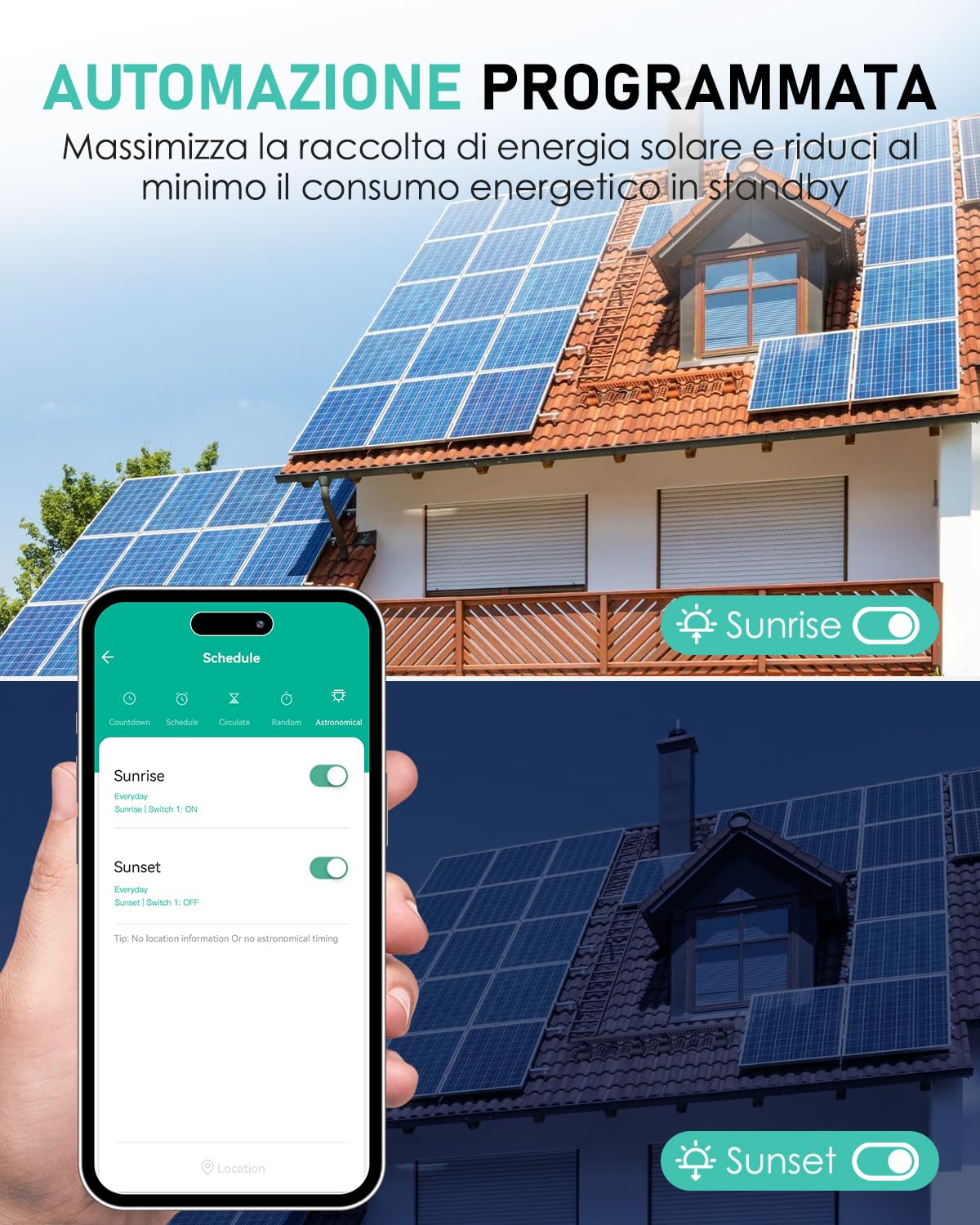 GreenSun Presa Intelligente Wifi - Presa Smart PV Consumo Energia Bidirezionale Compatibile con Alexa Comandata Timer Programmabile con Tuya Smart Life Tempo di Preselezione 2.4GHz 4PC