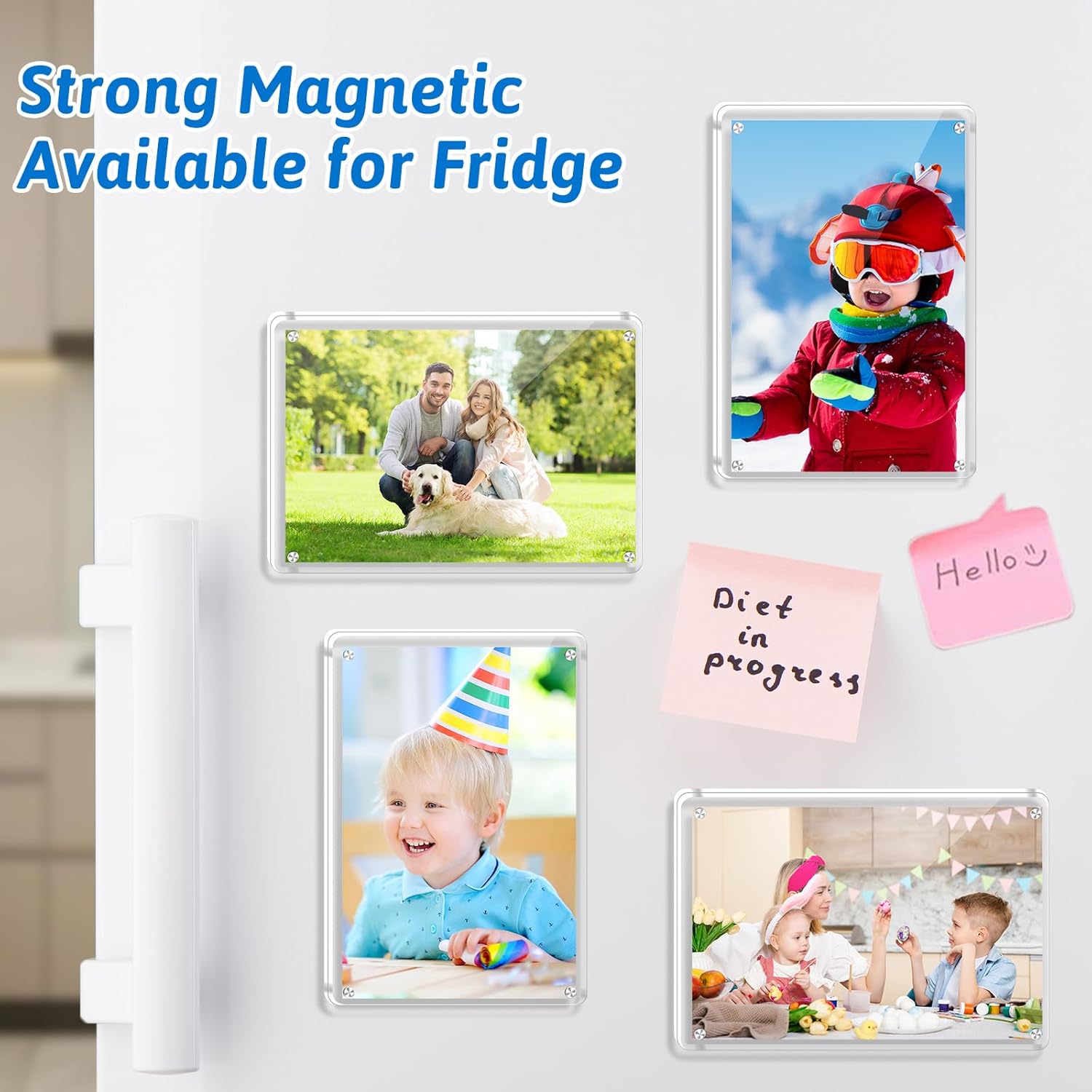 6 Pack Magnetic Picture Frames for Refrigerator 4x6, Acrylic Fridge Magnet Frame, Stylish Clear Framless Photo Frame for Home, Office, School Locker Display - Image 7