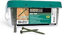 Vista 17 de Deck Plus Tornillos para valla y madera exterior con revestimiento epoxi de 2 pulgadas #8 x 2 Torx/Star Drive Incluido, rosca gruesa, tornillo Rojo