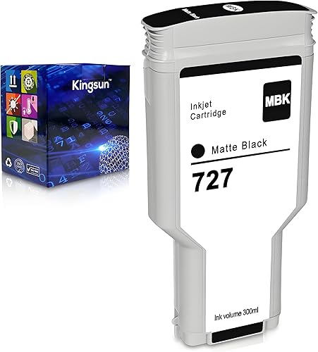KSUMEI HP 727 Cartucho de tinta remanufacturado compatible con impresoras HP DesignJet T920 T930 T1500 T1530 T2500 T2530 300 ML negro mate (C1Q12A)