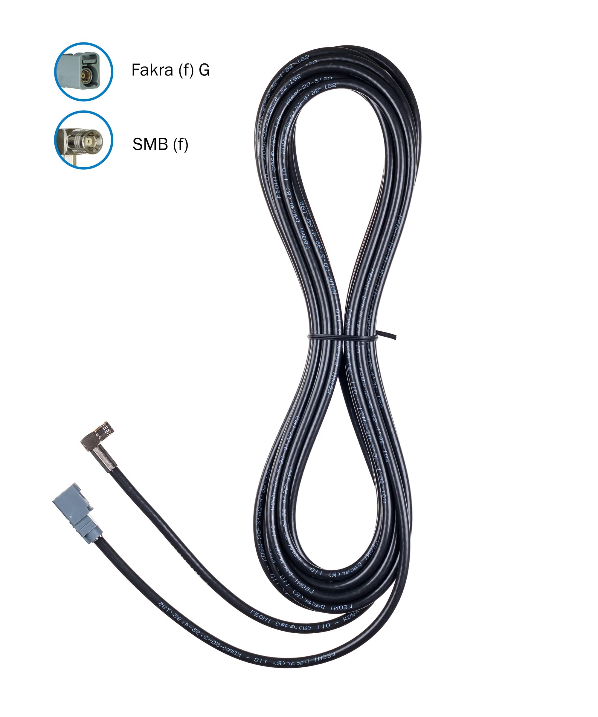 ATTB 2350.01 Anschlusskabel (RG58, 6,5m), Antennentechnik Bad Blankenburg, Zum Anschluss von DAB/DAB+ Geräten, Konnektoren: FAKRA (f) G auf SMB (f) Winkel, Kabellänge: 6,5m, Kabeltyp: RG58