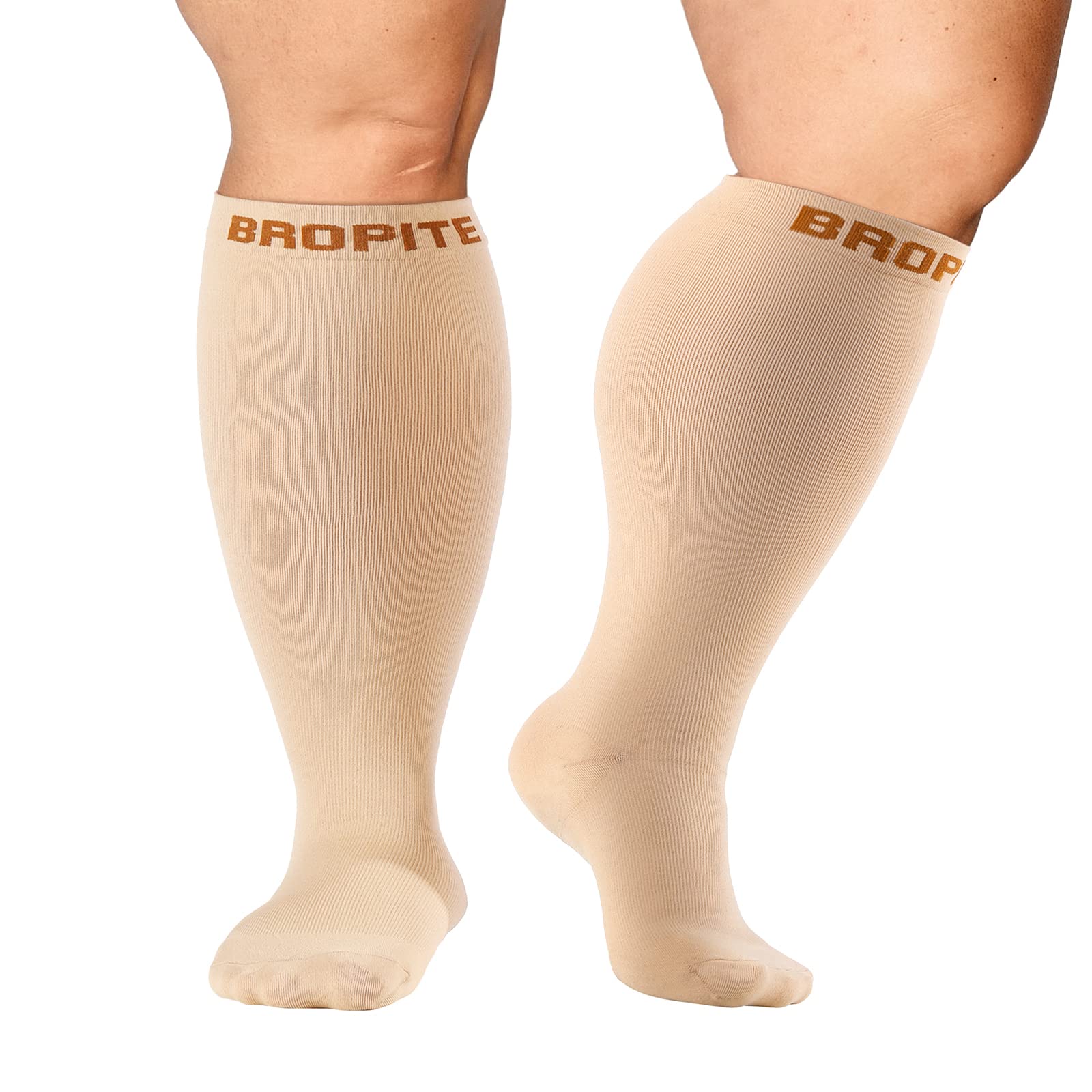 Photo 1 of * 2 SETS* bropite Plus Size Compression Socks for Women and Men Extra Wide Calf 20-30mmhg Extra Large Knee High Support for Circulation Nude 4X-Large