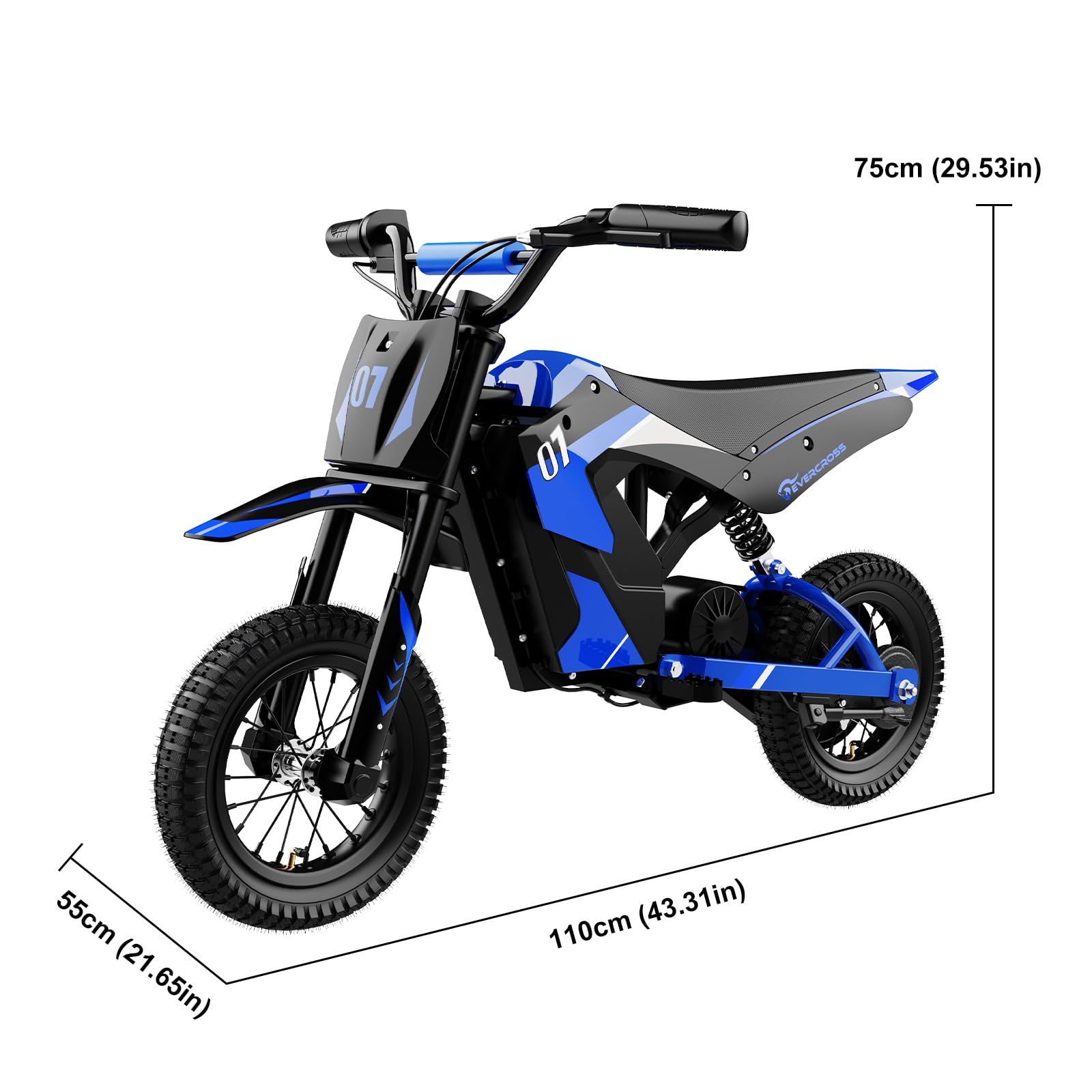 EVERCROSS EV12M Elektro Motorrad Kinder, Elektromotorrad mit 300W Motor, 3 Geschwindigkeitsmodus, 15KM Lange Reichweite, 12 Zoll Luftreifen, Moto Cross für Kinder ab 110cm Körpergröße