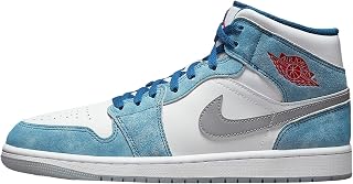 Jordan 1 Mid French, French Blue/Fire Red-white-lig