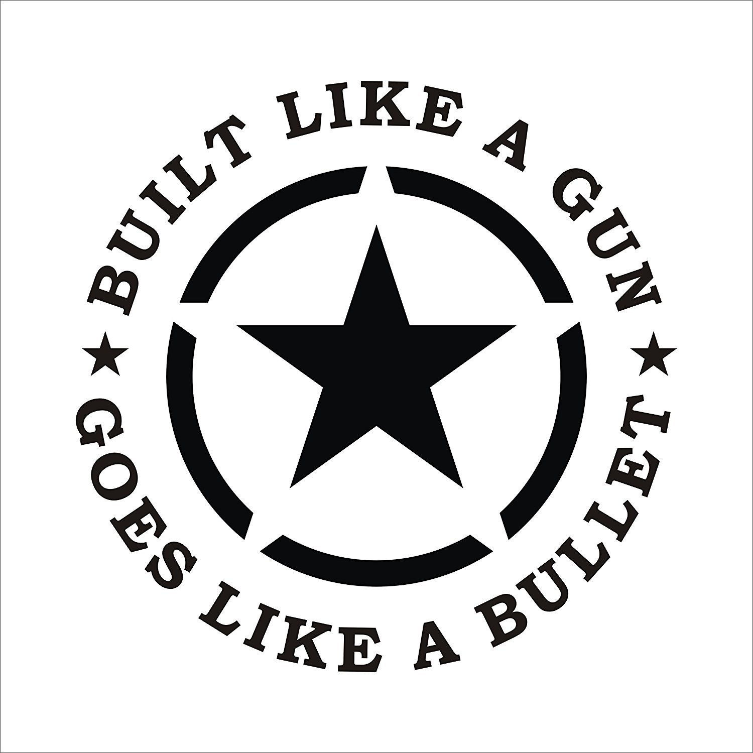 stickerbuy Built Like A with Star E2 Customized Bike Sticker_ Black Matte - Standard Size for Sides Tank,Battery Cover, Helmet (Pack of 4)