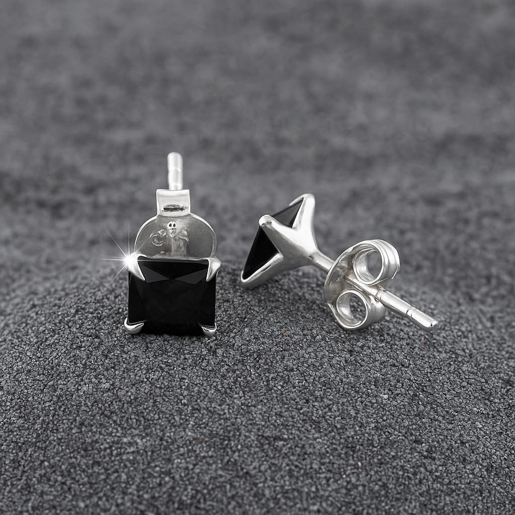 Sechi Solid 925 Sterling Silver Black Cubic Zirconia Stud Earrings for Women Hypoallergenic Cartilage Helix Jewelry - Image 4