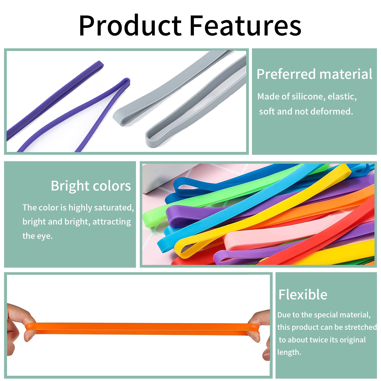 Elastici In Silicone Colorati - 12 Pezzi Da 12 Cm | Per Ufficio, Libri, Artigianato E Sport - Foto 12