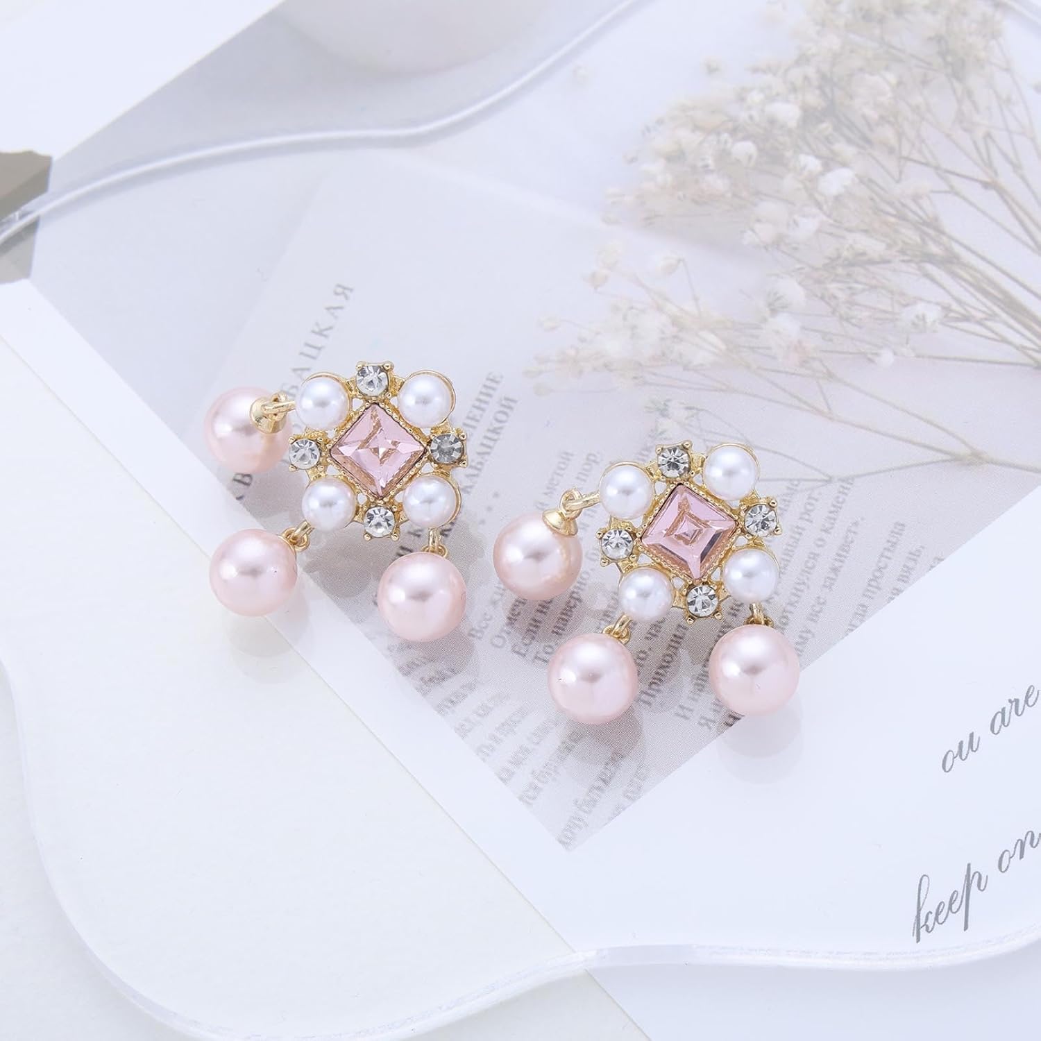 Vintage Crystal Pearl Chandelier Earrings Boho Pearl Tassel Drop Earrings Pearls Cluster Chandelier Earring Gold Cz Pearls Chain Earring Jewelry for Women - Image 3