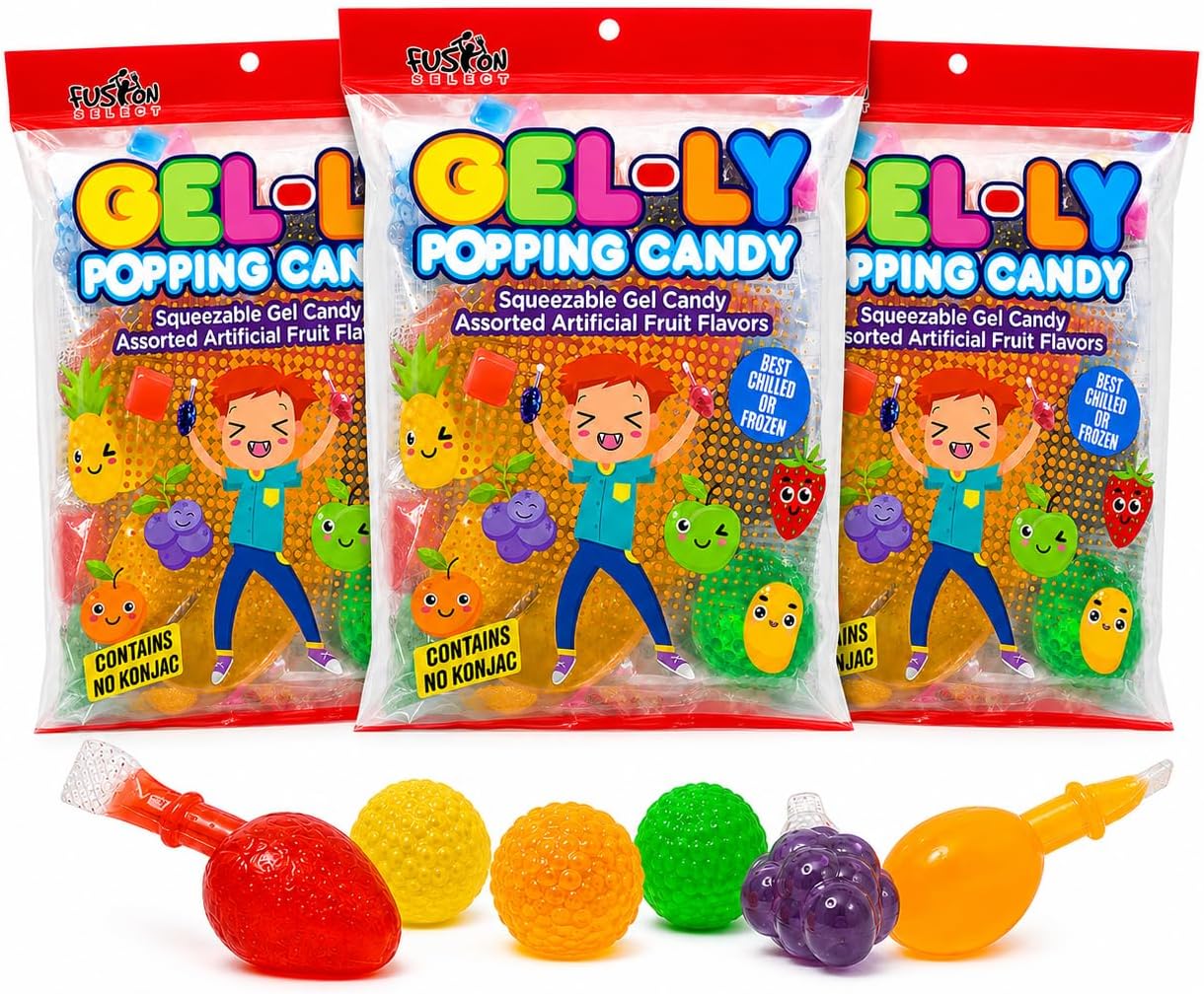 Fusion Select 3 bags Jelly Fruits Squeezable Candy Assorted Fruit Flavor