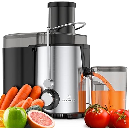 EASEHOLD Juicer Machine, 600W Juicer with Big Mouth 3.5” Feed Chute, Centrifugal Juicer for Whole Fruits and Vegetables, Juice Extractor with 2 Speeds, Easy to Clean, BPA Free Juice Maker (Black)