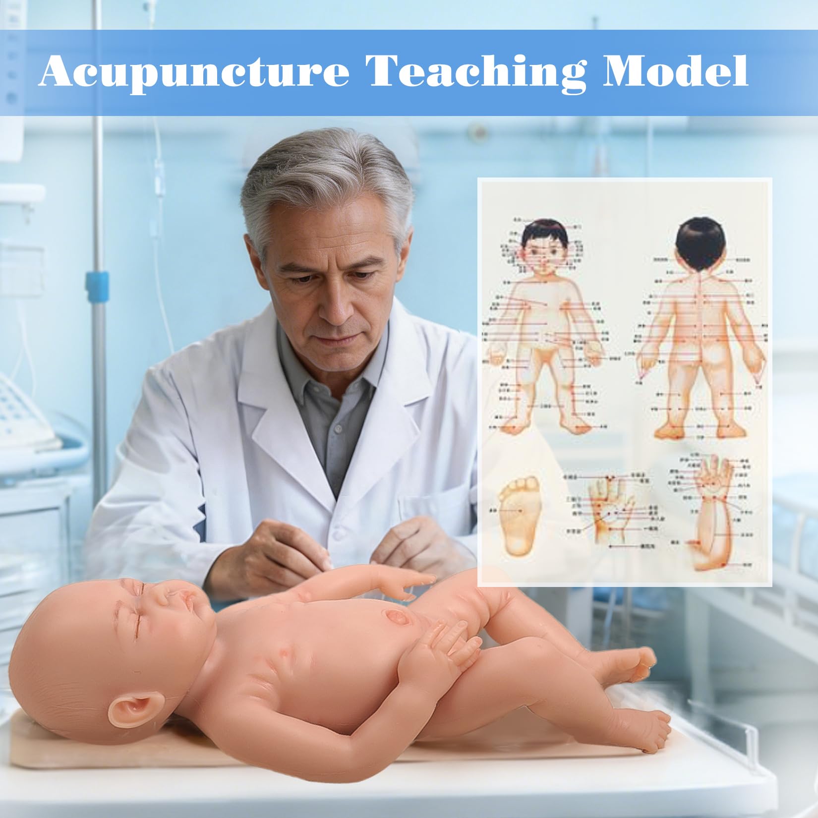 Realistyczna Lalka Anatomiczna z Silikonu 43 cm 2,7 kg Noworodek Kobieta z Zamkniętymi Oczami Hiperrealistyczny Model Medyczny do Szkoleń Położniczych i Terapii Emocjonalnej