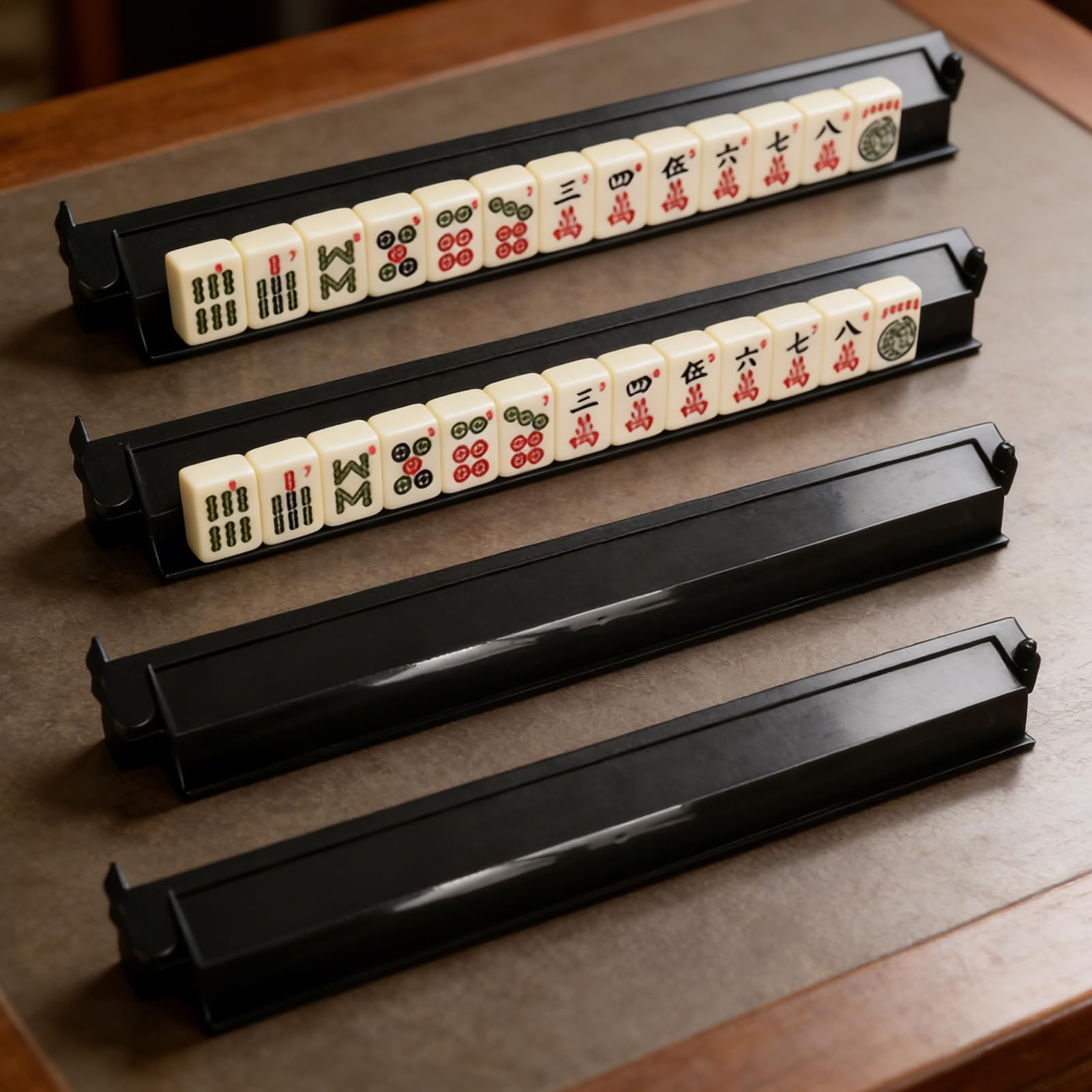 Mahjong Rack con Empujador De Azulejos, Juego Profesional De Mahjong Y Empujador, Soporte Reutilizable para Azulejos Mahjongs, Accesorios Portátiles para Juegos De Mesa para