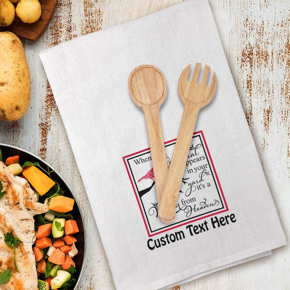 Custom Decor Flour Kitchen Towels When Cardinal Appears in Yard It's A Visitor from Heaven Animals Wild Animals Cleaning Supplies Dish Towels Personalized Text Here