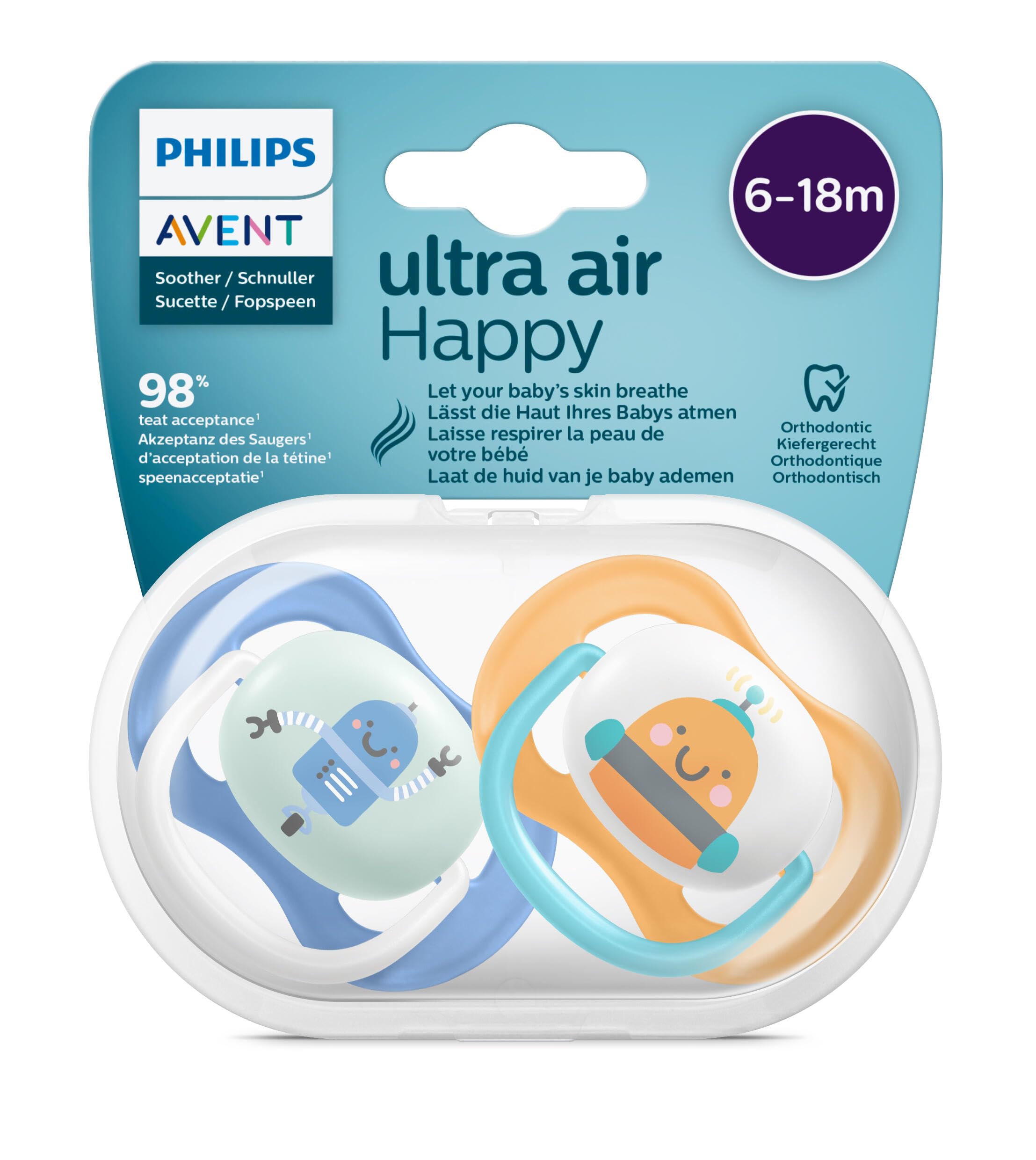 Philips AVENT Ultra Air Nighttime fopspeen 6-18M 2 stuks SCF376/13