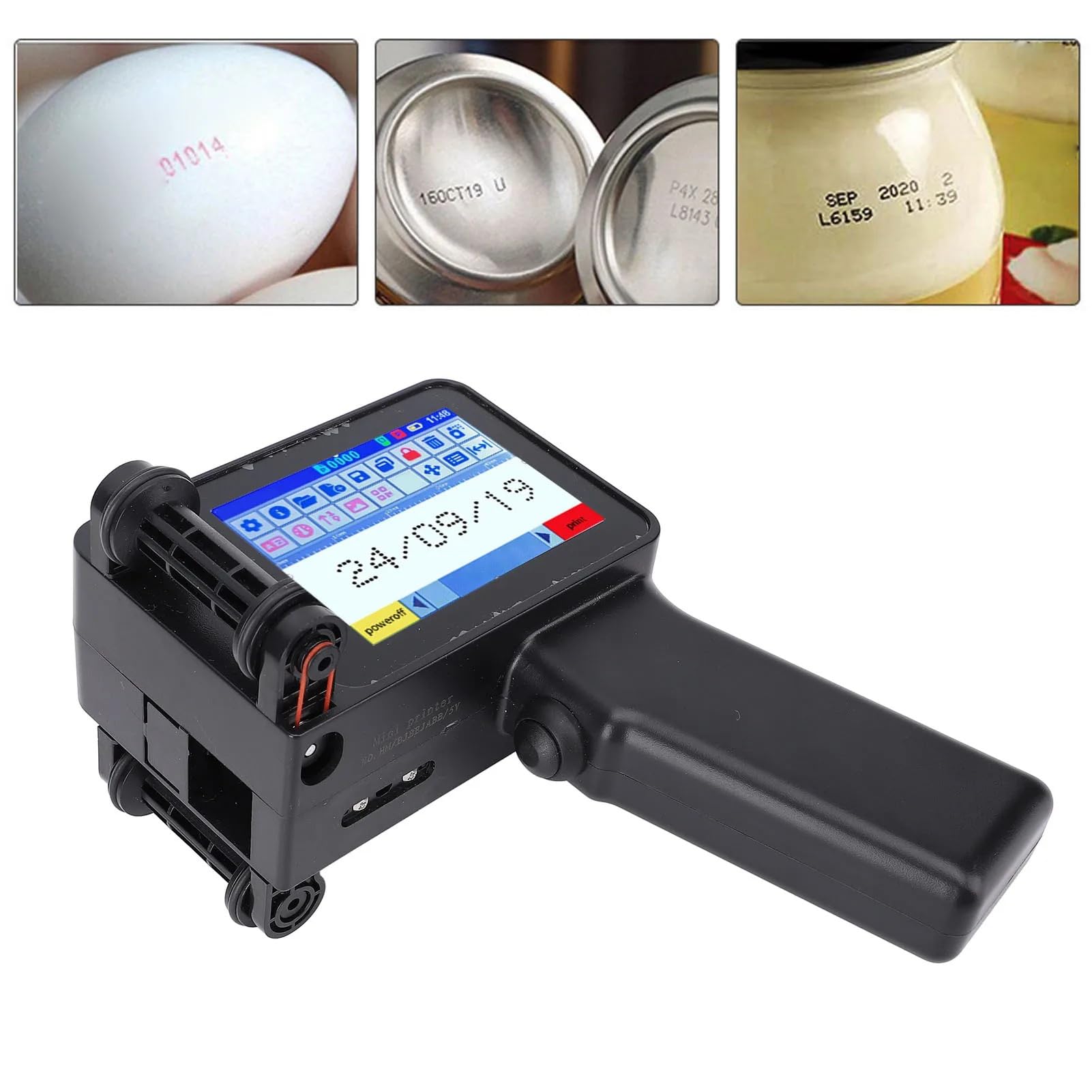 Impresora Portatil, Pistola for stampante a getto d'inchiostro portatile Stampante a ergonomica multilingue 4 CPU HD LED da .3 pollici for codici a barre
