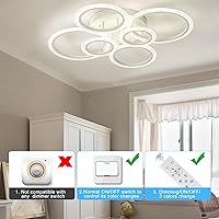 Vista 5 de Modern Ceiling Light Fixture: 60W White Ring LED Flush Mount Ceiling Light Dimmable Round Chandeliers for Dining Room Living Room Kitchen