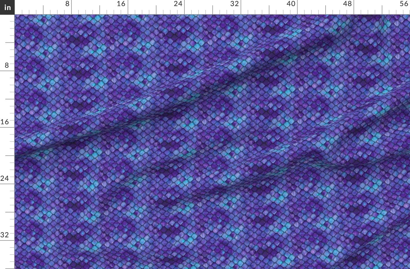 Spoonflower Fabric - Dragon Scales Purple Scale Mermaid Blue Printed on Organic Cotton Sateen Fabric by The Yard - Sewing Quilting Apparel Home Decor