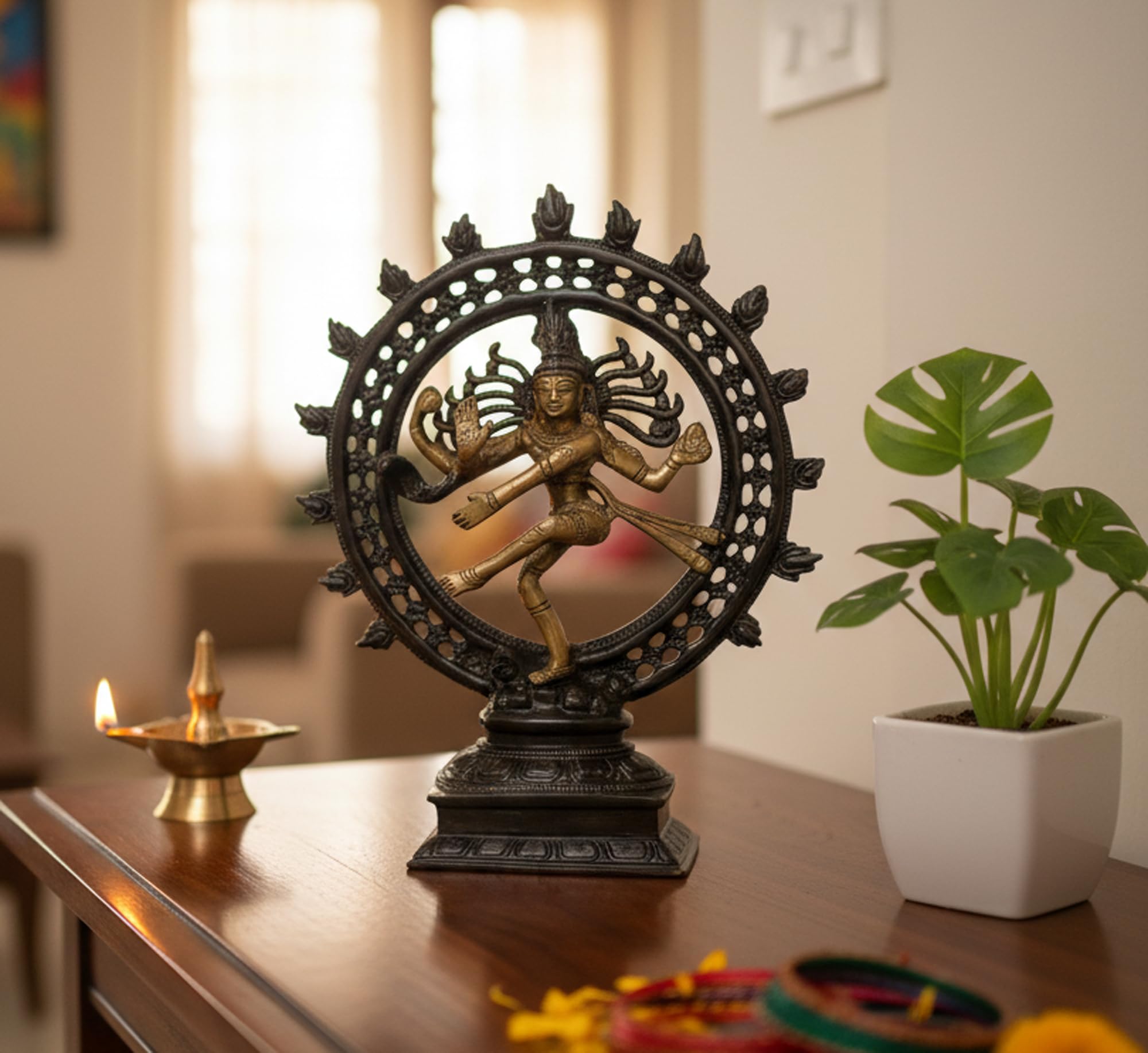 Esplanade Royal Yellow And Black Brass Shivling With Sheshnag | Shiva Lingam Shiv Ling Idol Murti Natraj (Natraj)