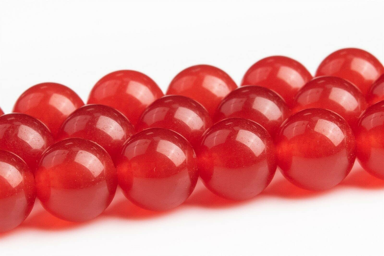 Gemstone Chilli Red Malaysian Jade Beads Round 8mm Loose Strand 7.5-inch