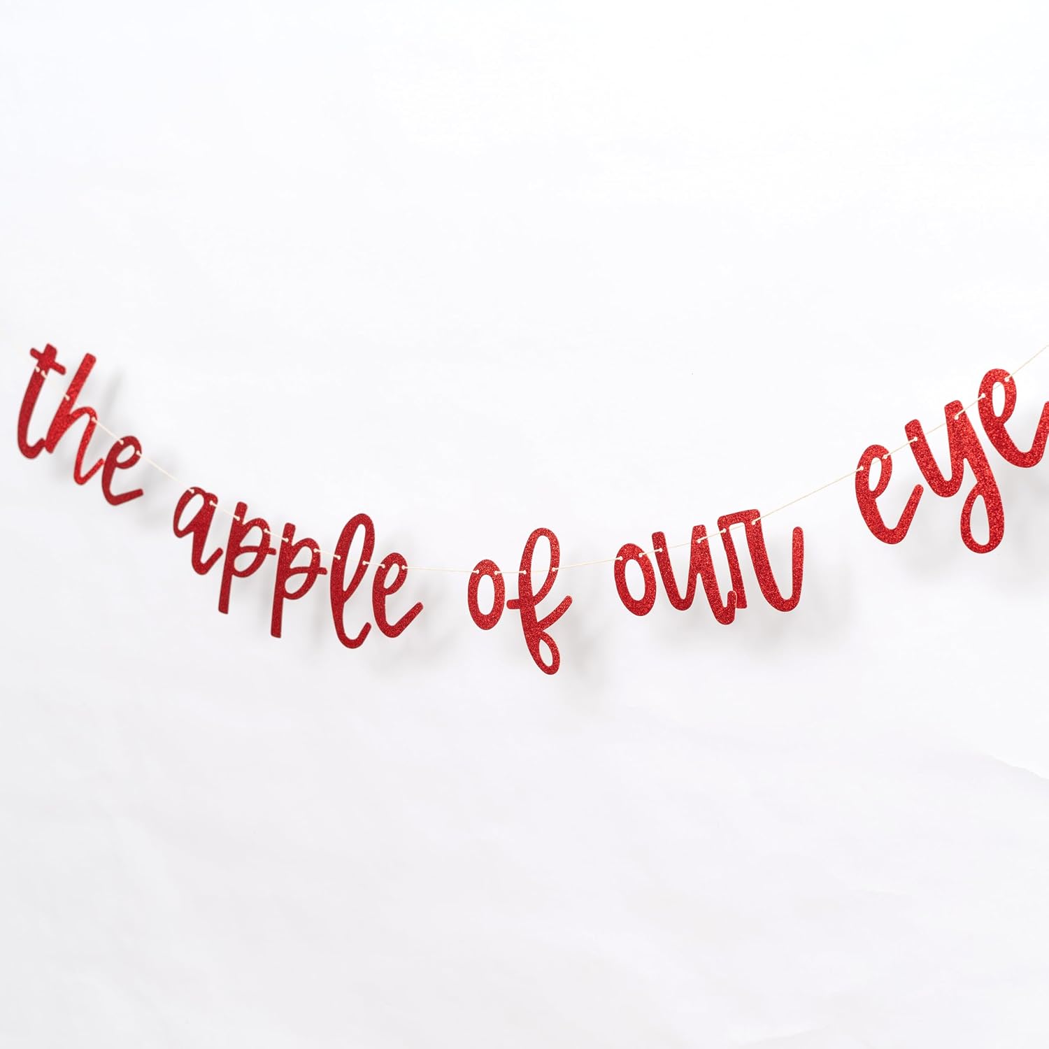 Red Glitter The Apple of Our Eye Banner - Fruit Theme Baby Shower Decorations, 1st Birthday Party Supplies, Apple of Our Eye Sign Photo Props for Gender Reveal, Baby Announcement Party
