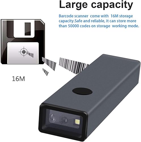 Miniatura 6 de Escáner inalámbrico de código de barras de metal de aleación de metal 2D QR, lector de código de barras portátil symcode 3 en 1 de aleación de