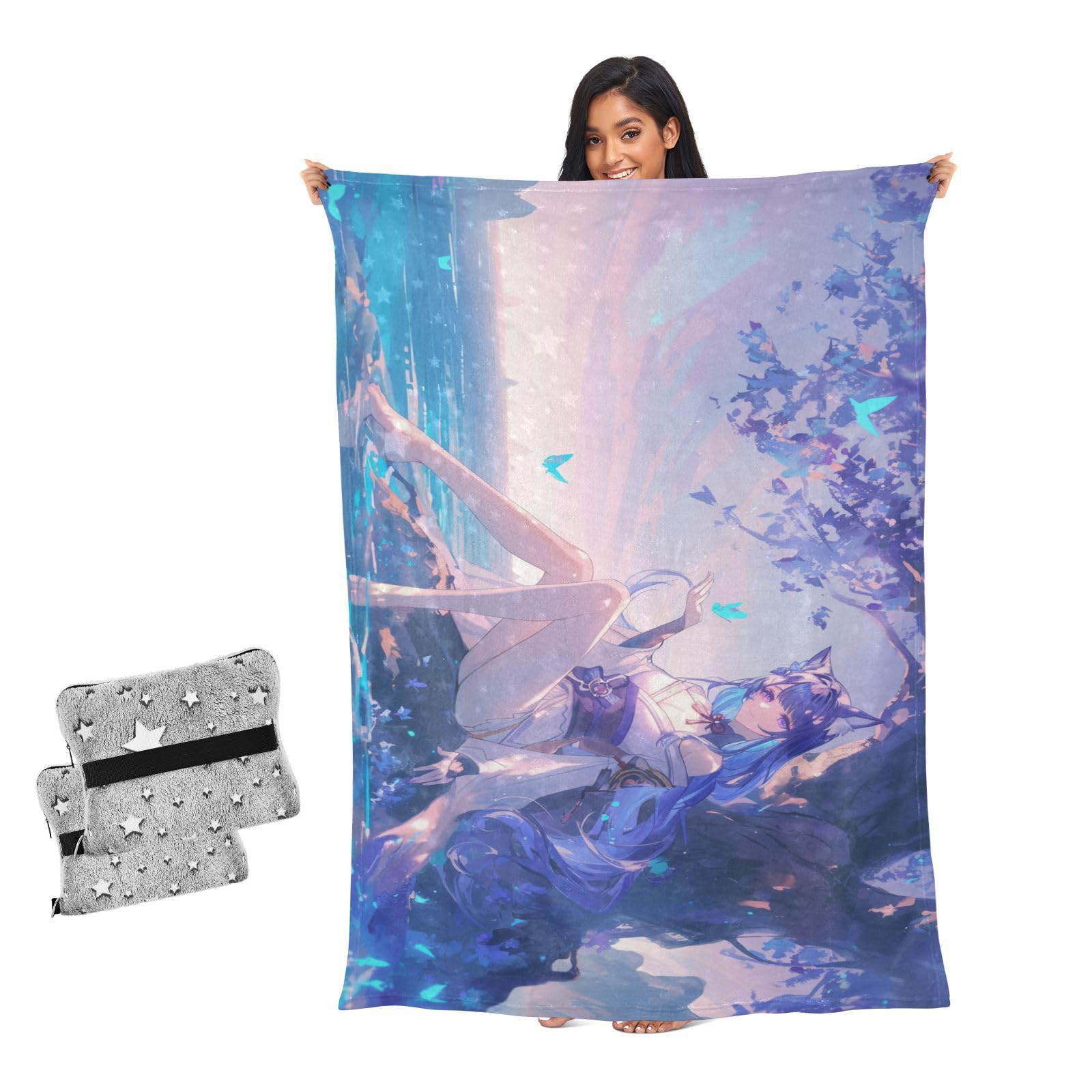 Plaid canapé papillons violets et renards douce couverture lit