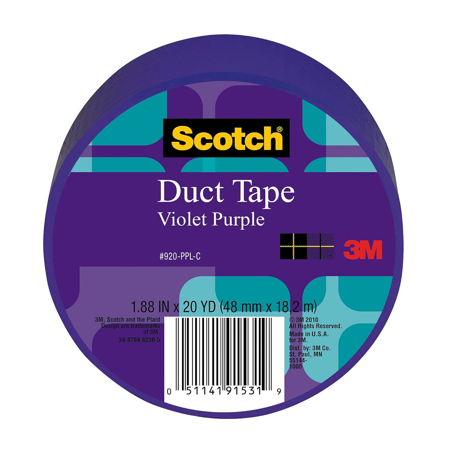 Scotch Duct Tape, 1.88 in x 20 yd, Jet Black, 1 Roll (920-BLK-C) (Pack of 3)