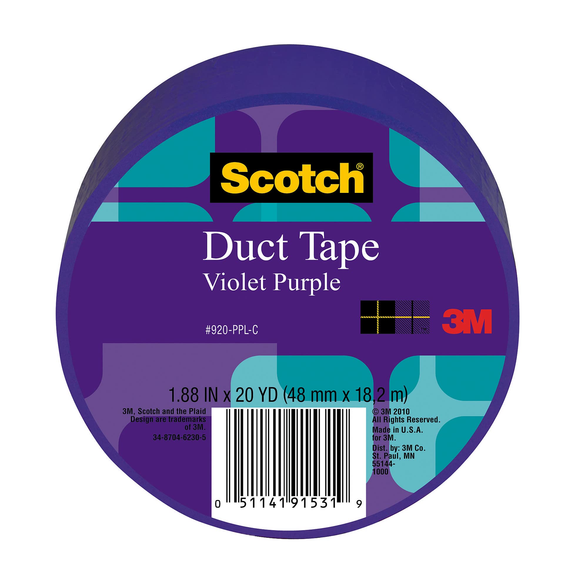 Scotch Duct Tape, 1.88 in x 20 yd, Violet Purple, 1 Roll (920-PPL-C)