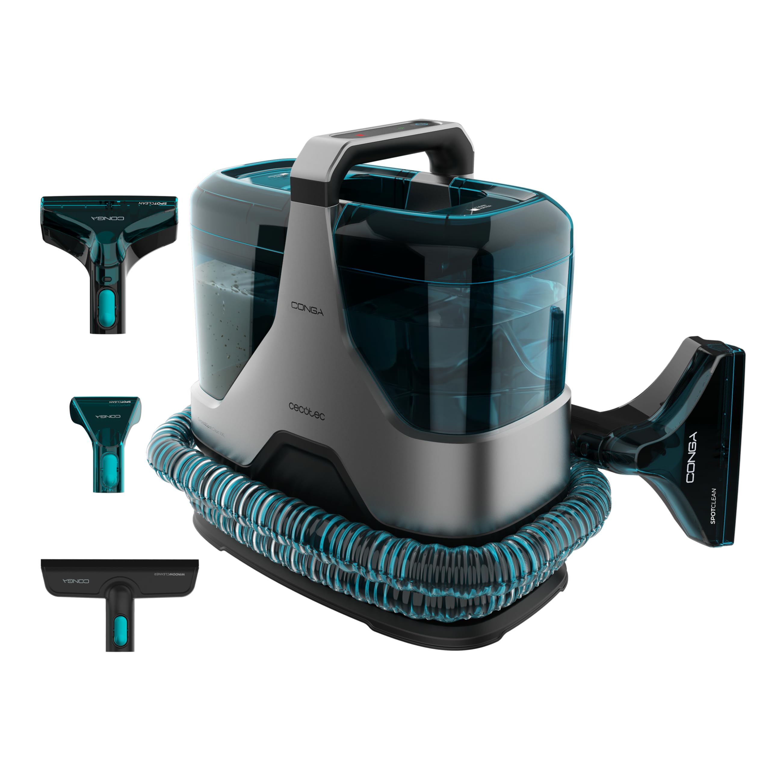 Cecotec Polsterreiniger Conga 6000 Carpet&Spot Clean XXL Neo. 600 W Leistung, extrem starke 15 kPa Saugkraft, 1,3 L Frischwassertank, 7 m Aktionsradius, 3-in-1 Funktion, Fenster-Zubehör, 2 Düsen