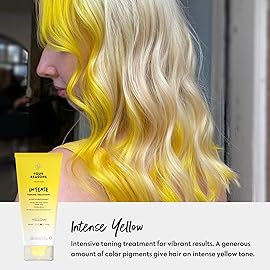 FOUR REASONS Color Mask INTENSE- Yellow - (27 Colors) Intensive Toning Treatment - Color Depositing Conditioner - Semi Permanent Hair Dye for Lightened and Colored Hair- 100% Vegan, 6.76 fl oz